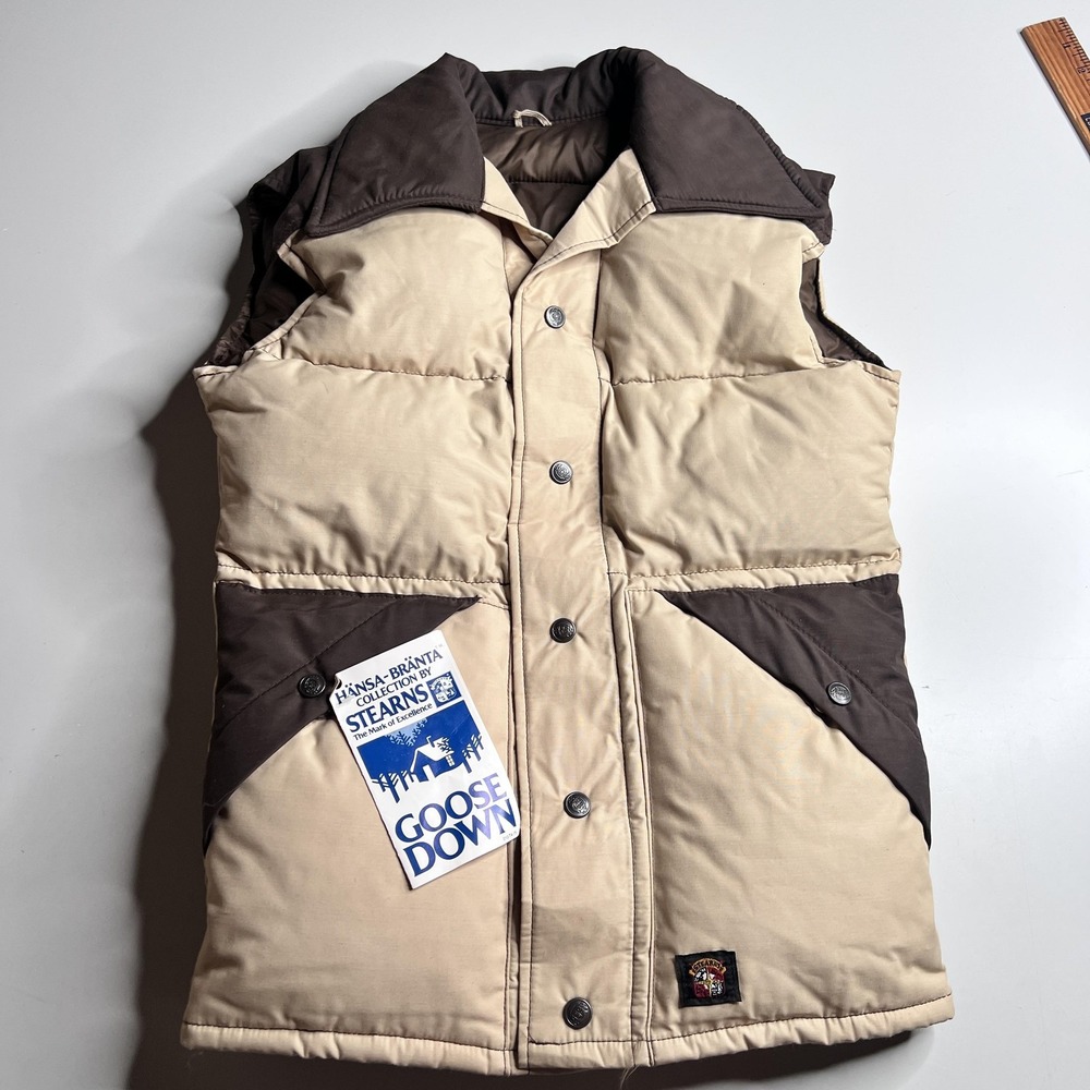 Vintage Hansa-Branta Stearns Goose Down Puffer Vest Tan Brown XS NWT